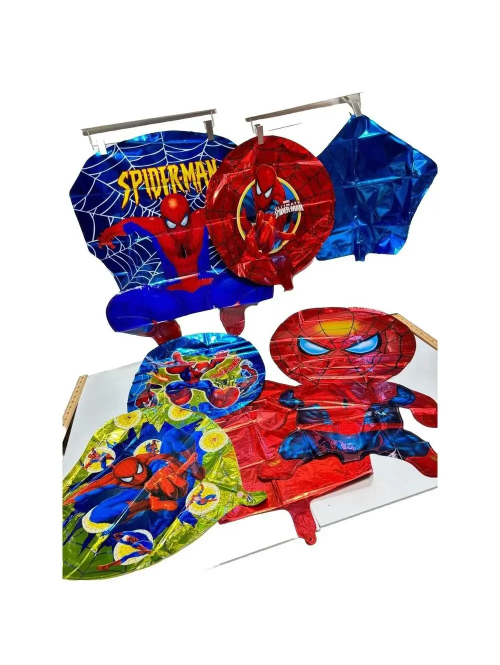 7pc Set Spiderman Foil Balloons - Birthday Party Decoration Superhero Theme